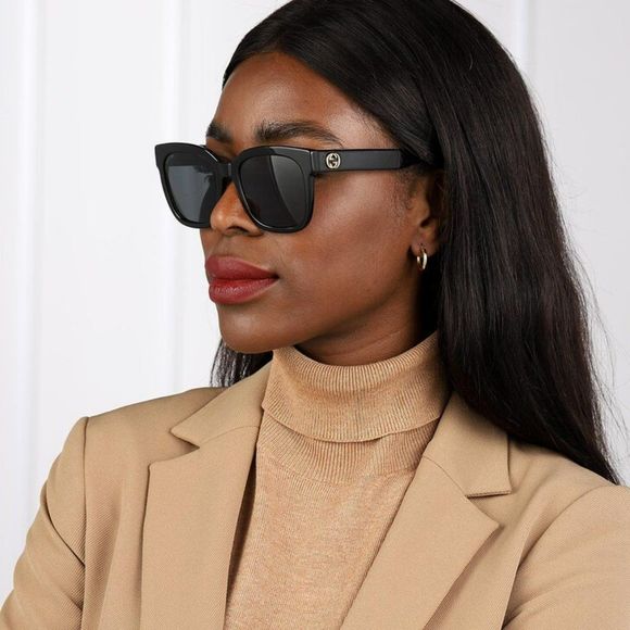 GUCCI GG0034SN 001 Sunglasses Black Grey Square Women main image 8